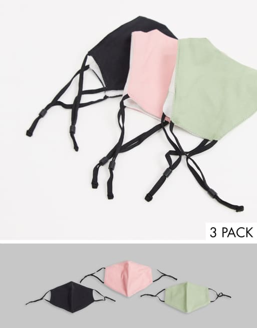Pack de 3 mascarillas en colores pastel de 3 capas de ASOS DESIGN