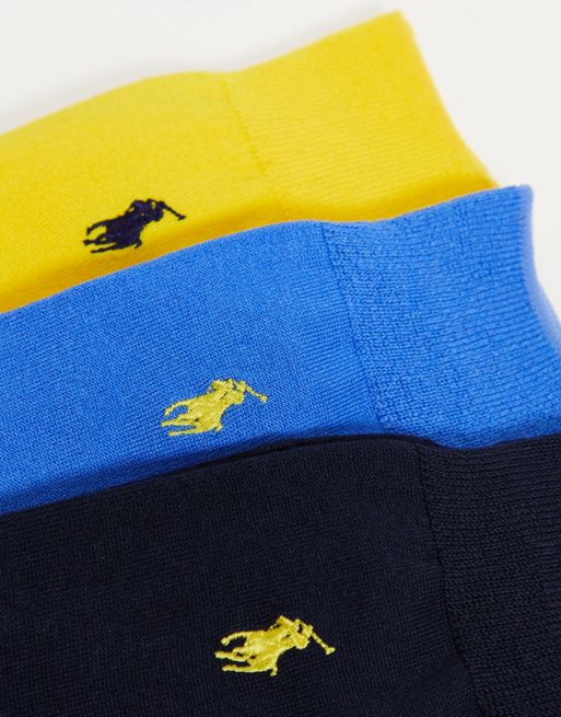 Pack de 3 pares de calcetines amarillos y azul marino de algodón