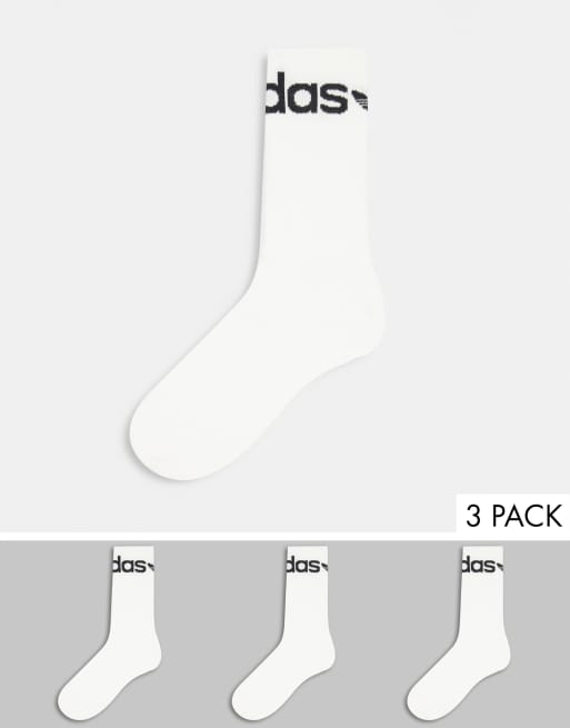Pack de 3 pares de calcetines blancos con dobladillo de adidas Originals