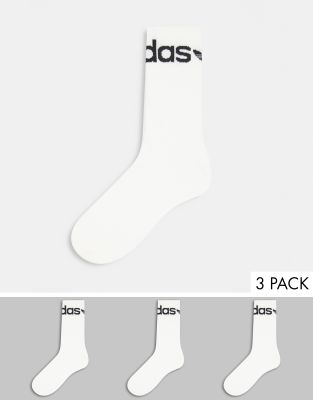 Pack de 3 pares de calcetines blancos con dobladillo en la caña y logo adicolor de adidas Originals
