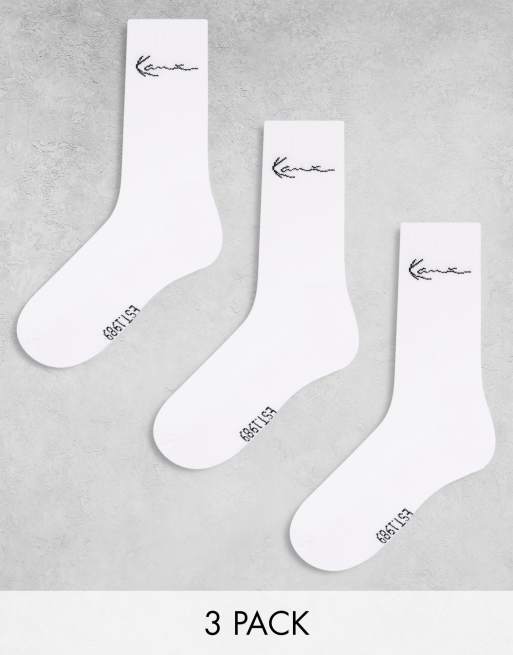 Pack de 3 pares de calcetines blancos con logo de firma de Karl Kani