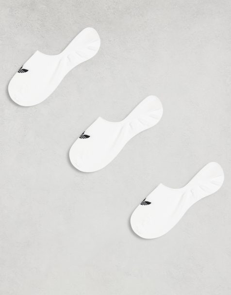 Pack de 3 pares de calcetines blancos de corte invisible con trébol adicolor de adidas Originals - view 1