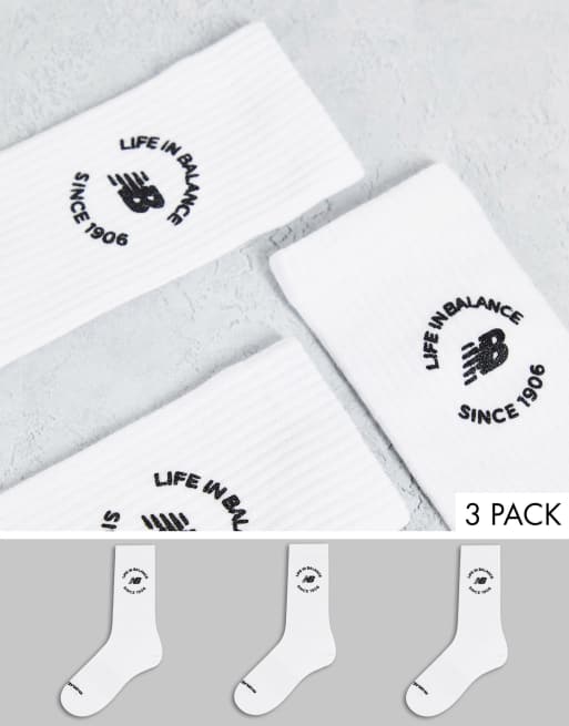 Pack de 3 pares de calcetines blancos deportivos Life in Balance de New Balance