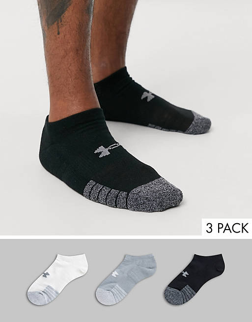 tornillo Implacable Hollywood Pack de 3 pares de calcetines color negro, blanco y gris con diseño invisible  Heatgear de Under Armour Training | ASOS