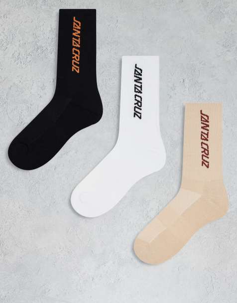 Pack de 3 pares de calcetines de color beis, negro y blanco con logo de Santa Cruz - view 1