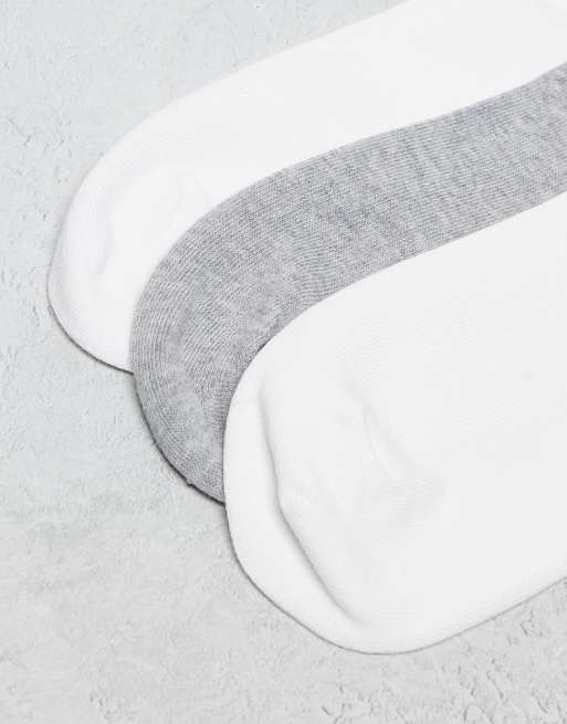 Pack de 3 pares de calcetines de color blanco y gris jaspeado con rayas deportivas de Weekday, 3 de 3