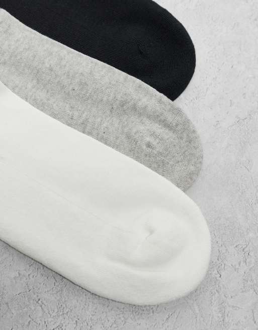 Pack de 3 pares de calcetines de color negro, gris y blanco con detalle de trébol de adidas Originals, 2 de 3