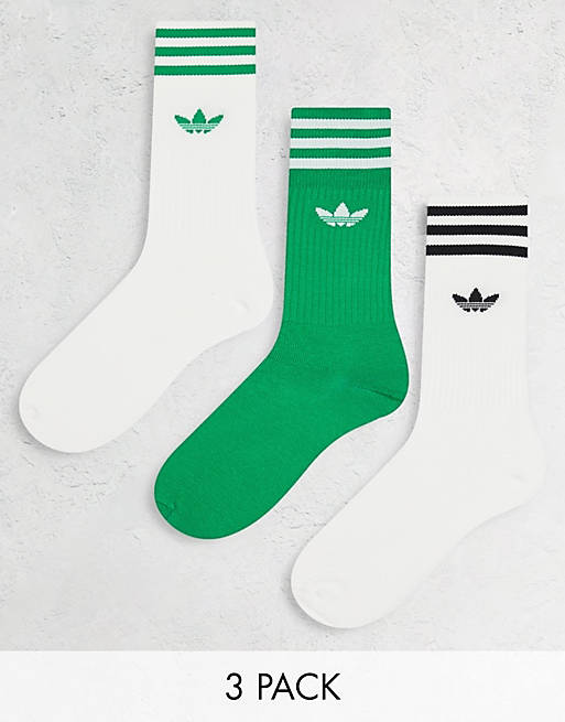 síndrome cangrejo acantilado Pack de 3 pares de calcetines de deporte blancos y verdes de adidas  Originals | ASOS