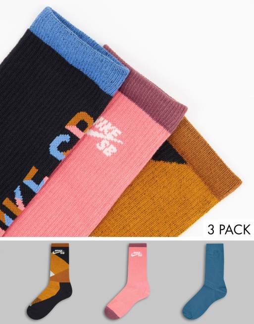 Pack de 3 pares de calcetines de skate de varios colores Everyday Max de Nike SB
