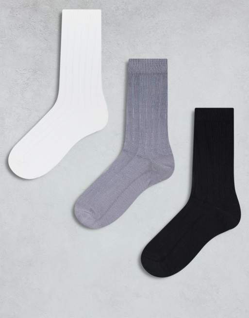 Pack de 3 pares de calcetines de varios colores de canalé de ASOS DESIGN