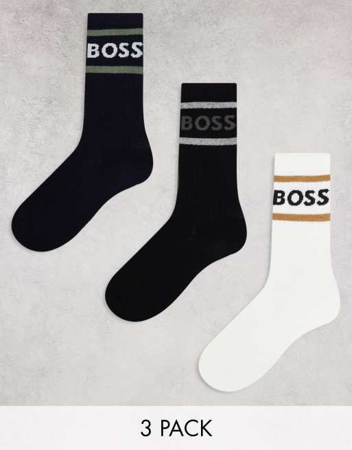 Pack de 3 pares de calcetines de varios colores de canalé de BOSS bodywear