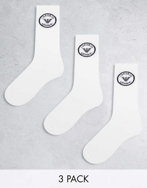 Pack de 3 pares de calcetines deportivos blancos con detalle de logo de Emporio Armani Bodywear