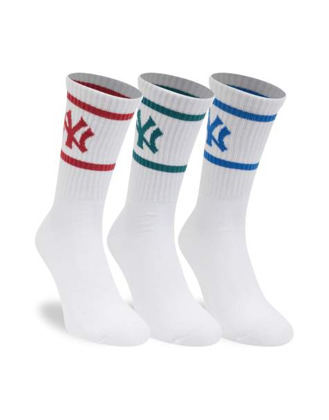 Pack de 3 pares de calcetines deportivos blancos con detalles multicolores de los NY Yankees de New Era - view 1