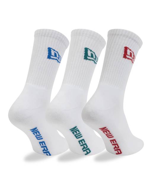 Pack de 3 pares de calcetines deportivos blancos con logo de bandera de New Era, 3 de 3