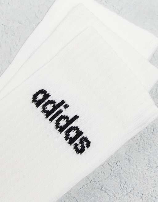 Pack de 3 pares de calcetines deportivos blancos con logo lineal de adidas Training, 3 de 4