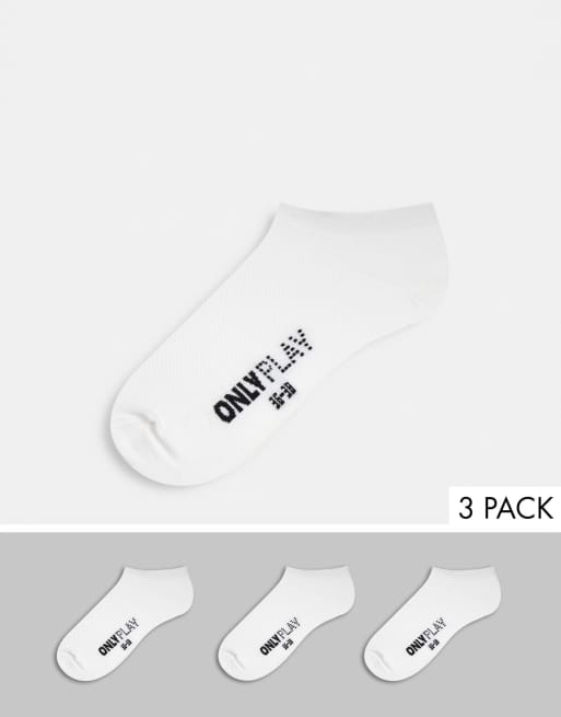 Pack de 3 pares de calcetines deportivos blancos de Only Play