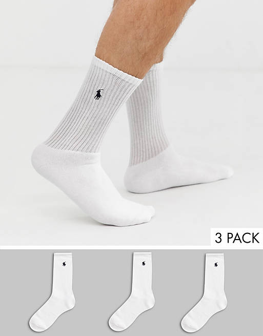 Pack de 3 pares de calcetines deportivos blancos de Polo Ralph Lauren