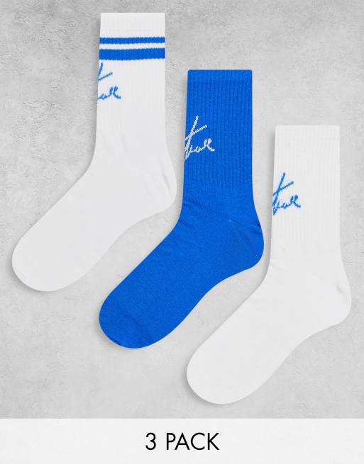 Pack de 3 pares de calcetines deportivos blancos y azules de The Couture Club