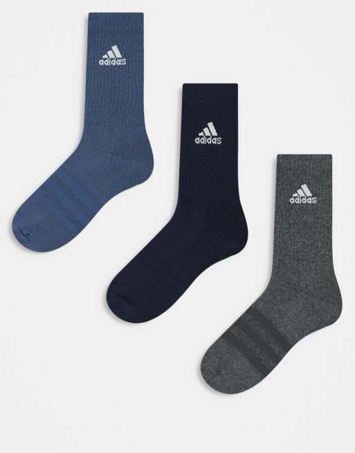 Pack de 3 pares de calcetines deportivos de color azul marino y gris de adidas Sportswear