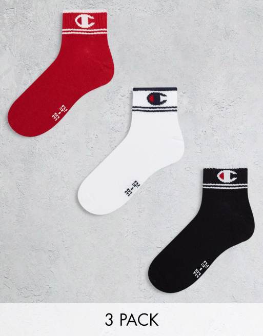 Pack de 3 pares de calcetines deportivos de color caqui, blanco y negro de Champion