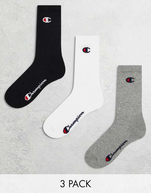 Pack de 3 pares de calcetines deportivos de color negro, blanco y gris de Champion