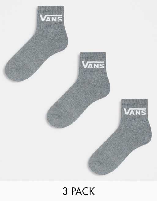 Pack de 3 pares de calcetines deportivos de media caña grises clásicos de Vans