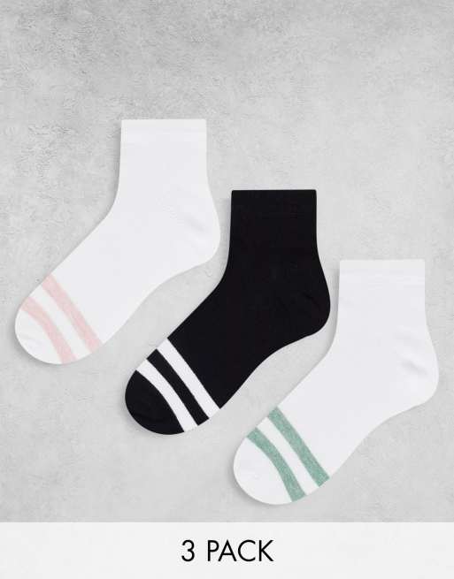 Pack de 3 pares de calcetines deportivos de varios colores con rayas de ASOS DESIGN