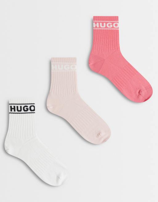 Pack de 3 pares de calcetines deportivos de varios colores de canalé de Hugo Red