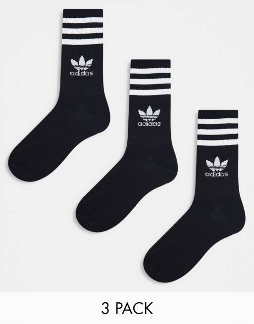 Adidas Crew Socks Running Hombre Mujer 3-Stripes 3 Par Negro Entrenamiento  Gimnasio (EU