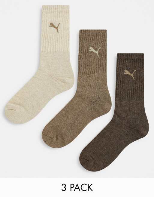Pack de 3 pares de calcetines deportivos marrones de PUMA