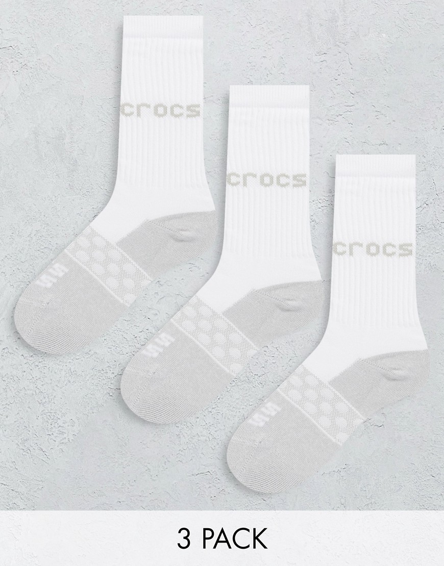 pack de 3 pares de calcetines en tonos blanco y gris de crocs