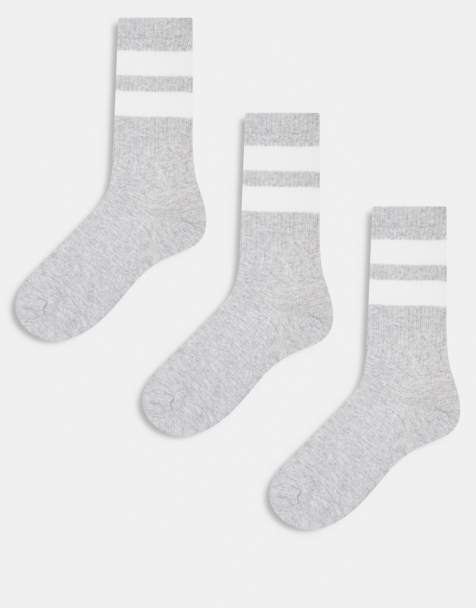 Pack de 3 pares de calcetines grises a rayas de estilo deportivo de Weekday - view 1