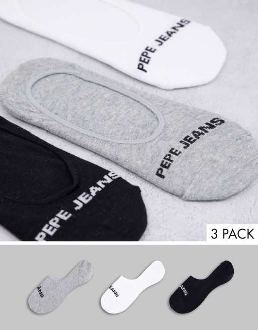 Pack de 3 pares de calcetines invisibles de color negro, blanco y gris para zapatillas de deporte Daria de Pepe Jeans
