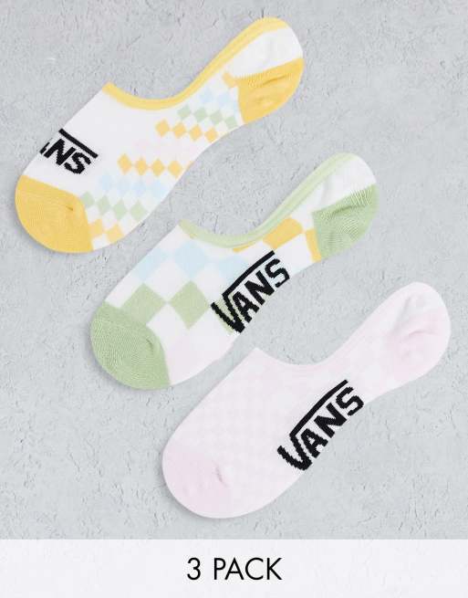 Pack de 3 pares de calcetines invisibles multicolores a cuadros de Vans Classic