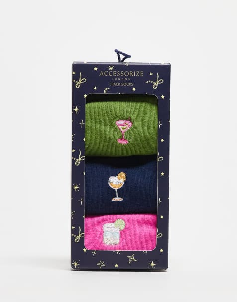 Pack de 3 pares de calcetines multicolor con diseño de cócteles de Accessorize - view 1