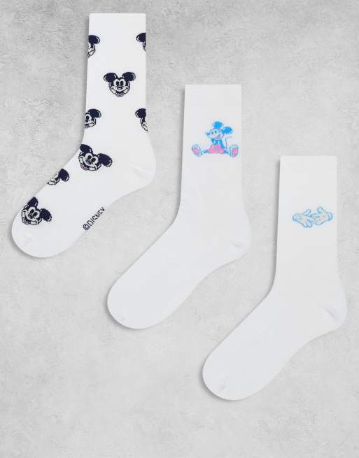Pack de 3 pares de calcetines multicolores con diseño de Mickey Mouse de Disney de ASOS DESIGN