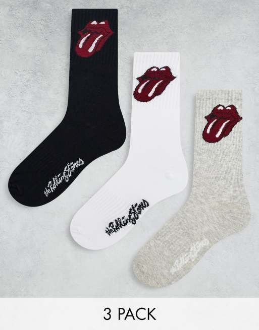Pack de 3 pares de calcetines multicolores con estampados de los Rolling Stones de Only & Sons