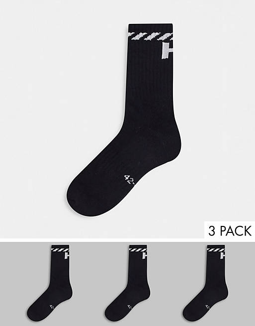 Pack de 3 pares de calcetines negros con logo de Helly Hansen