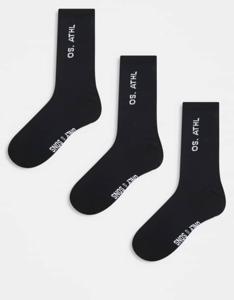 Pack de 3 pares de calcetines negros con texto blanco de ONLY & SONS - view 1