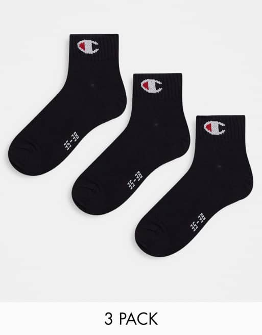 Pack de 3 pares de calcetines negros tobilleros con logo de Champion