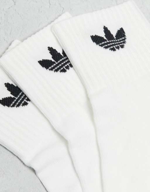 inoxidable Insistir mercenario Pack de 3 pares de calcetines tobilleros altos blancos de adidas Originals  | ASOS