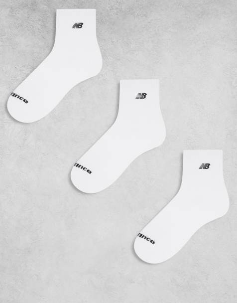 Pack de 3 pares de calcetines tobilleros blancos con logo bordado de New Balance - view 1