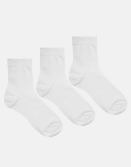 Pack de 3 pares de calcetines tobilleros blancos de ASOS