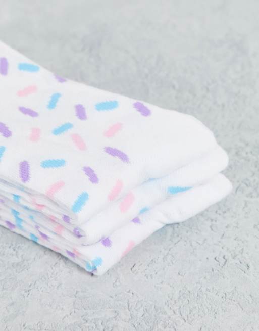 Pack de 3 pares de calcetines tobilleros blancos Unicorn de Brave Soul , 3 de 4