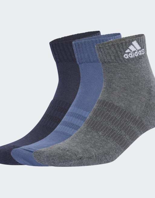 Pack de 3 pares de calcetines tobilleros deportivos acolchados de color tinta, tinta envejecida y gris oscuro de adidas Performance