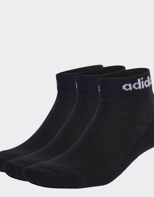 Pack de 3 pares de calcetines tobilleros negros y blancos Linear Cushioned de adidas Performance, 2 de 2