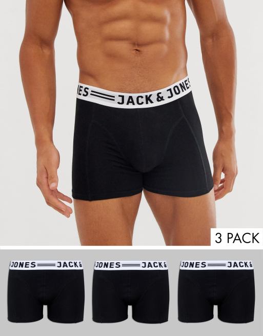 Pack de 3 pares de calzoncillos en negro de Jack Jones ASOS