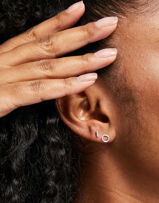 Pack de 3 individuales de botón con estampado de plata de ley de Kingsley Ryan | ASOS