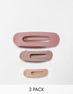 Pack de 3 pinzas para el pelo planas color terracota mate de Kitsch