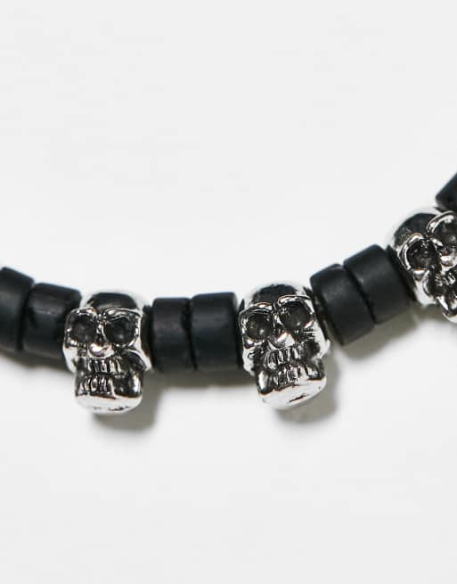 Pack 3 pulseras de negro plateado de cordón y cadena de ASOS DESIGN |